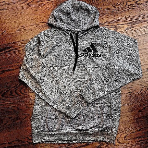ADIDAS Men's TEAM ISSUE Grey Pullover Hoodie With Adidas Chest Logo Sz Medium - Picture 1 of 8